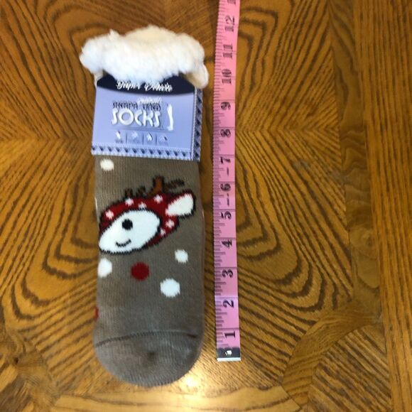 Heat Trendz Super Deluxe Tan children’s sherpa lined Grippy socks One Size - Picture 6 of 7